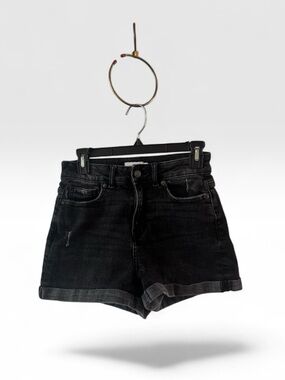 True Craft Black High-Rise Mom Jean Shorts